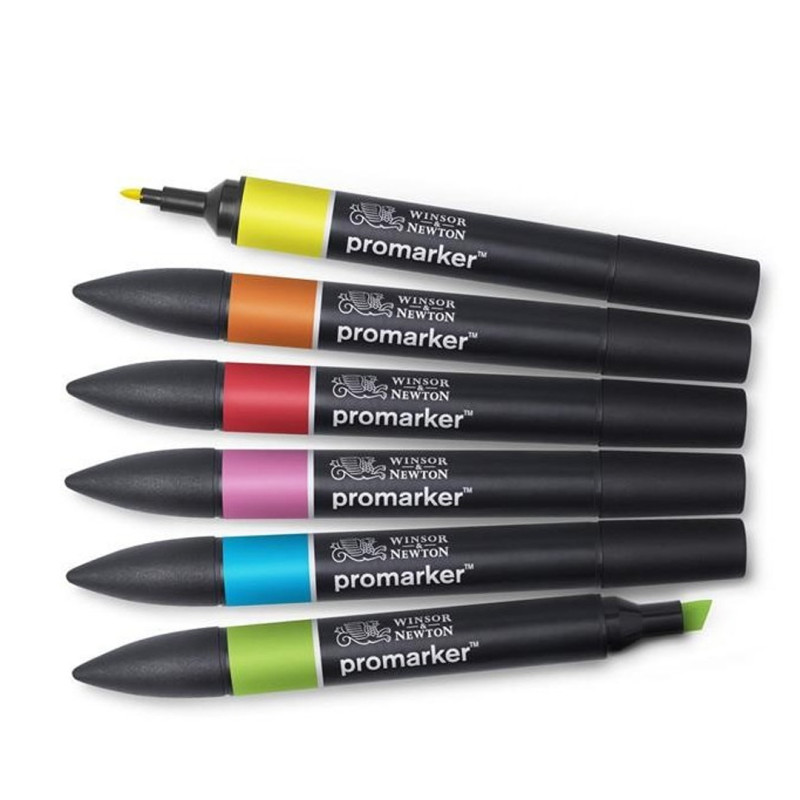 Set Winsor & Newton Promarker Double Pointe - tons vifs - 6pcs