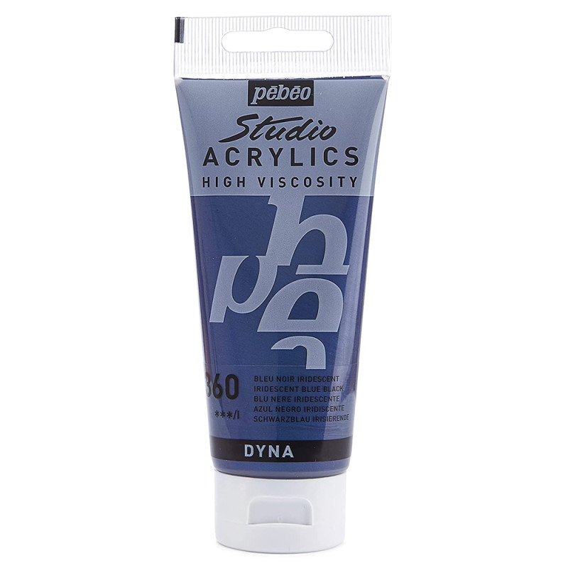 Tube Peinture Acrylique Fine Studio 100ml, Bleu Noir Iridescent 360 - Pébéo