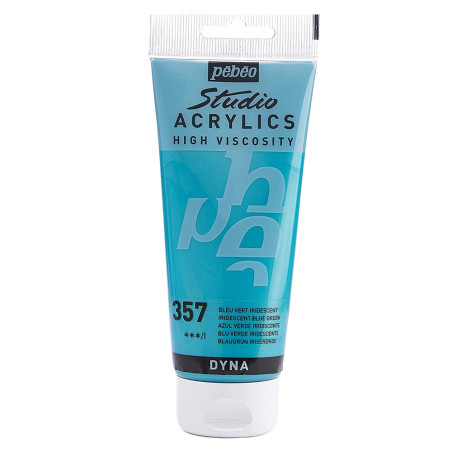 Tube Peinture Acrylique Fine Studio 100ml, Bleu Vert Iridescent 357 - Pébéo