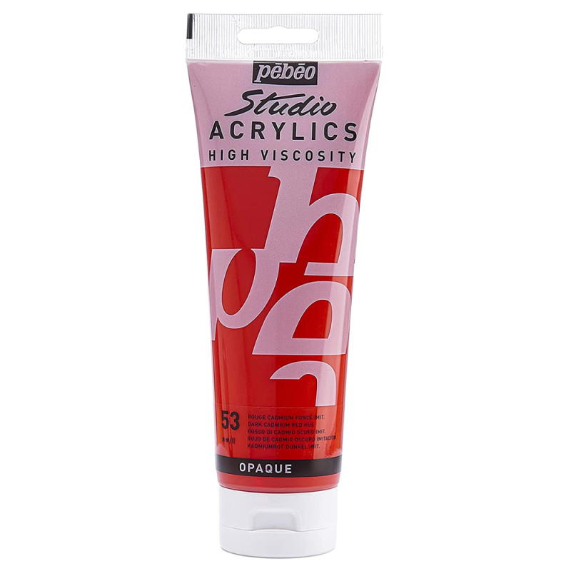 Tube Peinture Acrylique Fine Studio 100ml, Rouge Cadmium Foncé Imit 53 - Pébéo