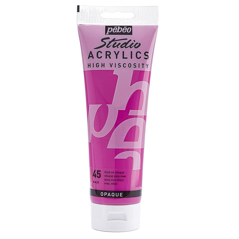 Tube Peinture Acrylique Fine Studio 100ml, Rose Vif Opaque 45 - Pébéo