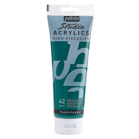 Tube Peinture Acrylique Fine Studio 100ml, Emeraude De Phtalocyanine 42 - Pébéo