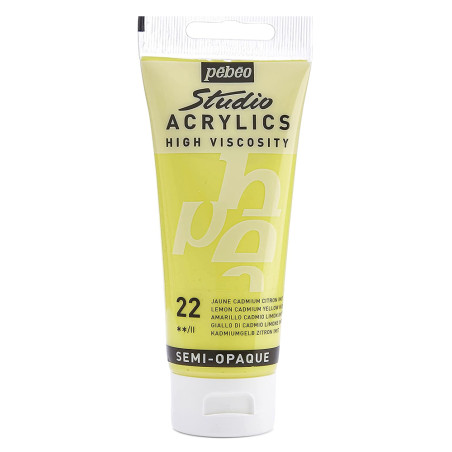 Tube Peinture Acrylique Fine Studio 100ml, Jaune Cadmium Citron Imitation 22 - Pébéo