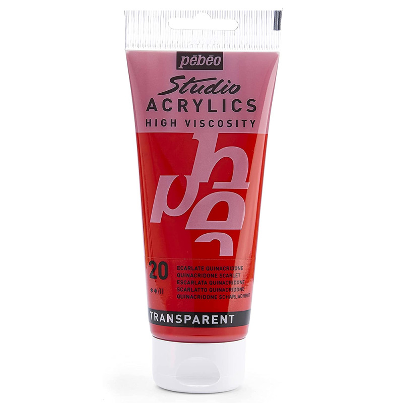 Tube Peinture Acrylique Fine Studio 100ml, Ecarlate Quinacridone 20 - Pébéo