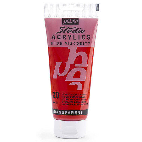 Tube Peinture Acrylique Fine Studio 100ml, Ecarlate Quinacridone 20 - Pébéo