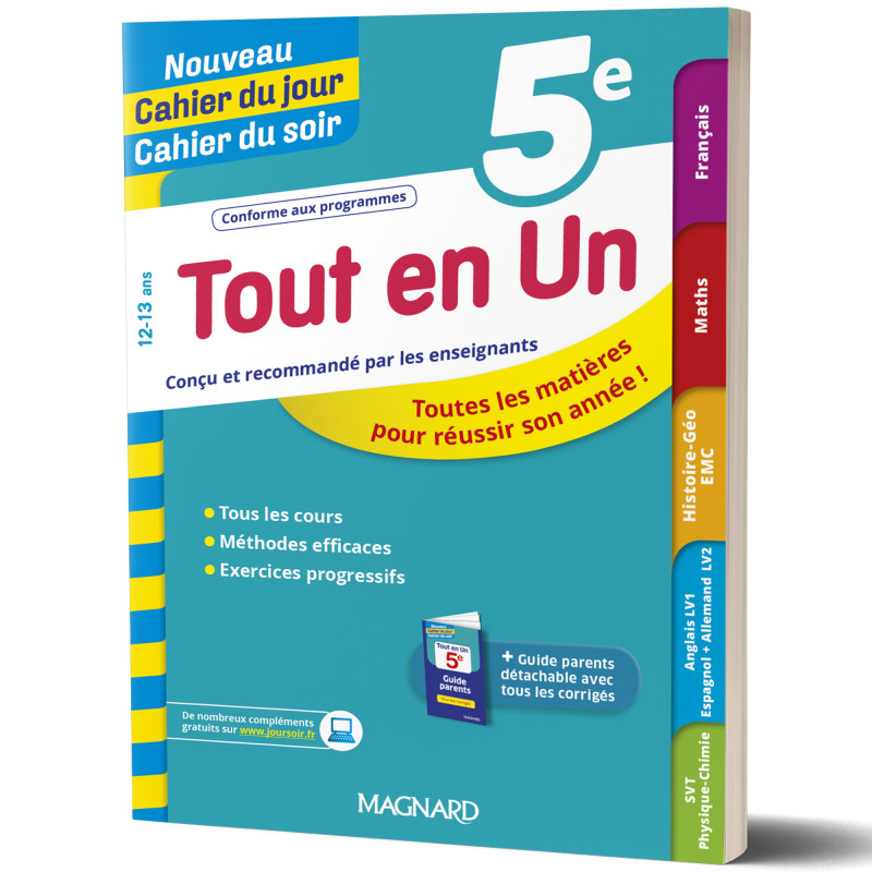 Tout en Un 5ème - Nouveau Cahier du jour Cahier du soir - Magnard