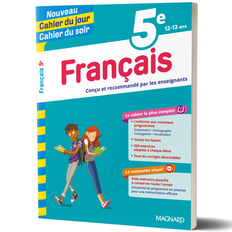 Français 5ème 12/13ans - Nouveau Cahier du jour Cahier du soir - Magnard