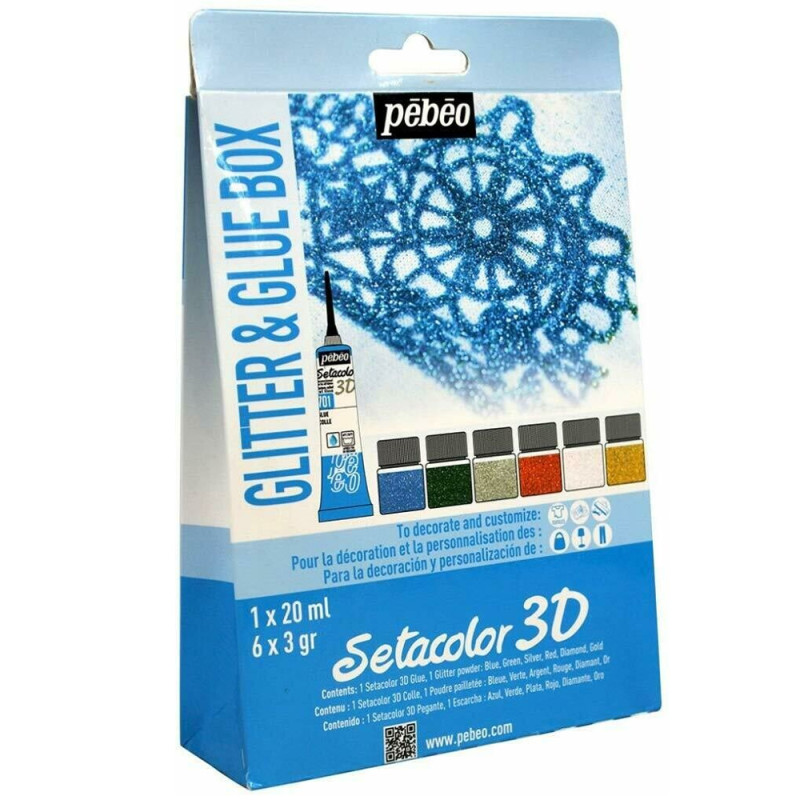 Set Setacolor 3D Colle Et Poudres Pailletées PEBEO