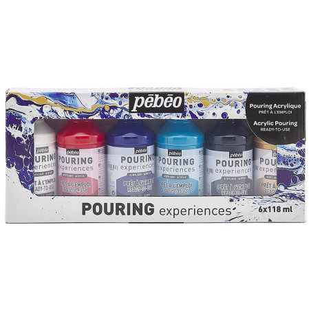 Set 6 Peintures Acrylique, Pouring Experiences - Pébéo