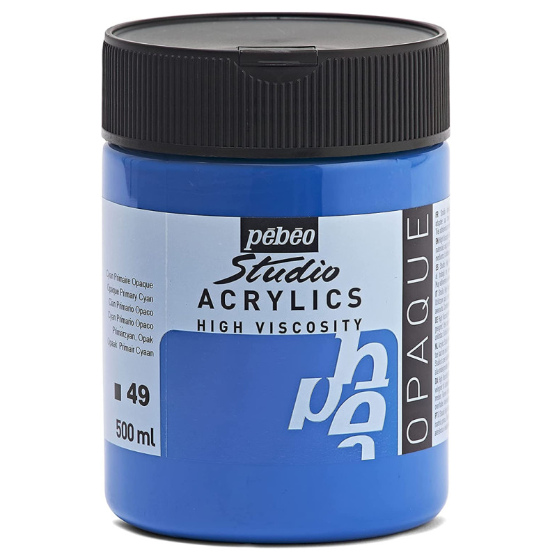 Acrylique Fine Studio 500 ml Cyan Primaire Opaque 49 PEBEO