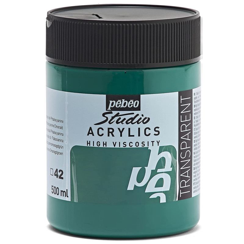 Acrylique Fine Studio 500 ml Vert Émeraude de Phtalocyanine 42 PEBEO