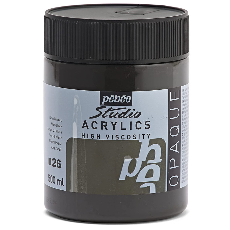 Acrylique Fine Studio 500 Ml Noir de Mars 26 PEBEO