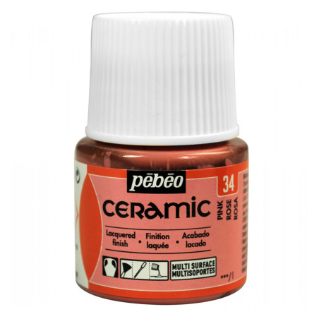 Peinture Pour Céramique Base Solvant, Rose 34 - Pébéo
