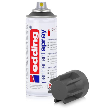 Spray Acrylique Permanent 200ml, Gris Mat - Edding