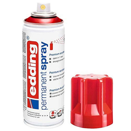Spray Acrylique Permanent 200ml, Rouge Trafic Mat - Edding