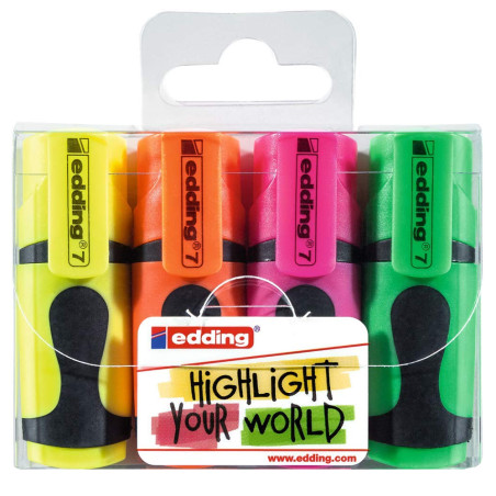 Pochette De 4 Mini Surligneurs Fluo EDDING