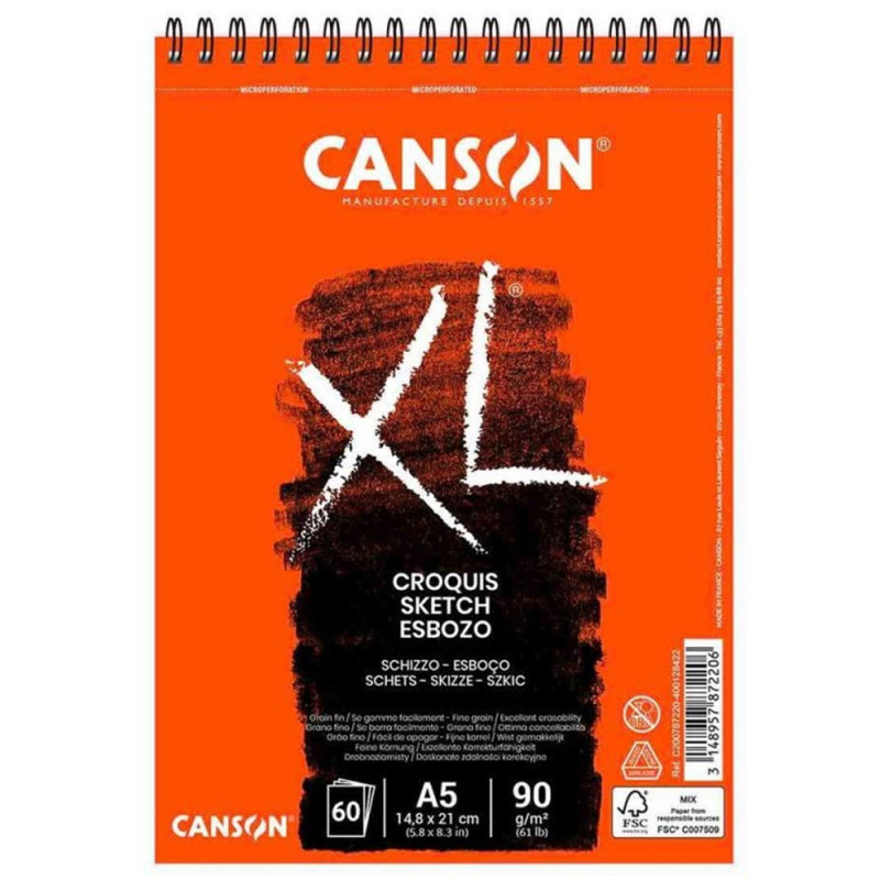 Sketch Book A5 CANSON 60 Feuilles 90g/m²