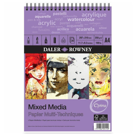 Bloc Croquis Mixed Media DALER ROWNEY A4 30 Feuilles