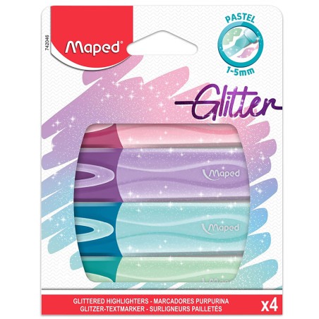 Set de 4 Surligneurs Fluo-Peps Classique Glitter - Maped