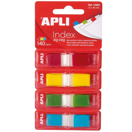 Blister De 4 Dévidoirs Index Zig-Zag APLI 140 Feuilles