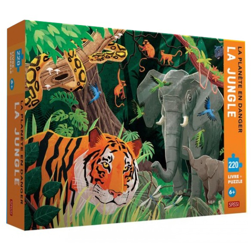 Coffret Puzzle&Livre La Planète En Danger - La Jungle - SASSI