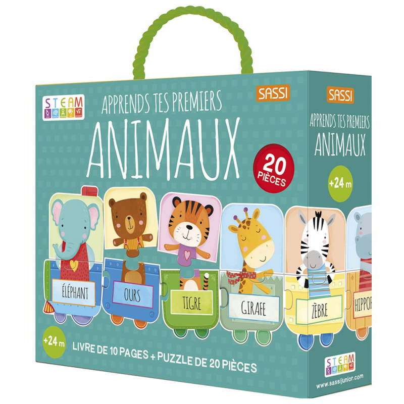 Coffret Livre&Puzzle Apprends Tes Premiers Animaux - SASSI