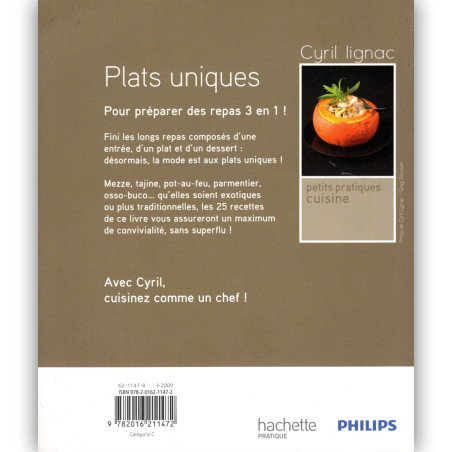 Plats Uniques - Cyril Lignac - Petits Pratiques Cuisine - Hachette Pratique