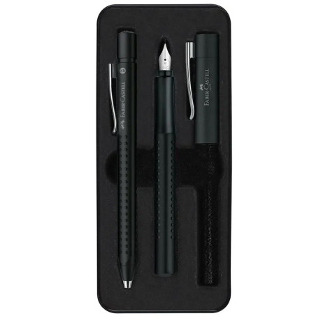 Coffret Stylos Faber-Castell Grip 2011 Noir : Plume SP M + Bille SB - Réf.140983