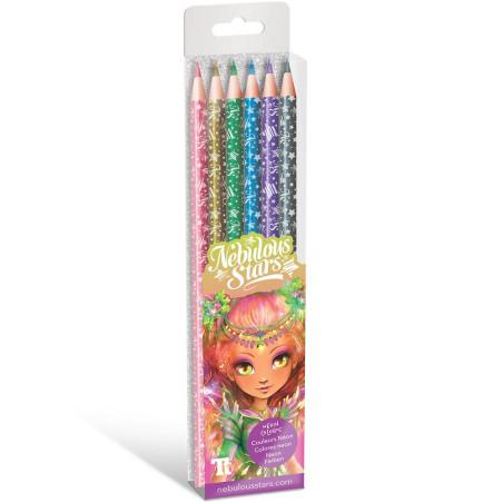 Set de 6 Crayons Couleurs Métallisées en Bois - Nebulous Stars