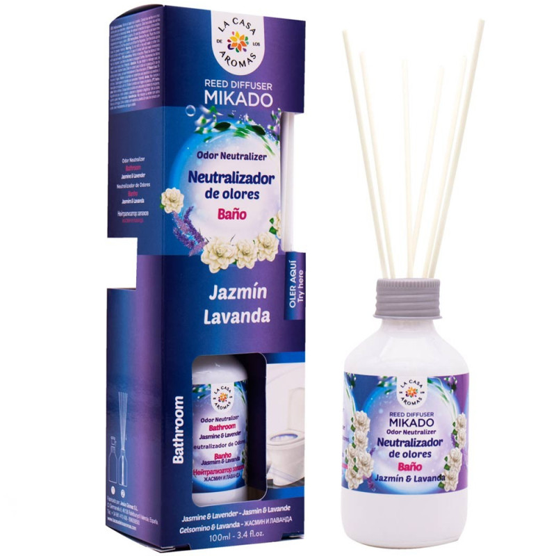 Désodorisant Mikado Neutralisant Les odeurs, Spécial Salle De Bain Jasmin&Lavande, 100ml