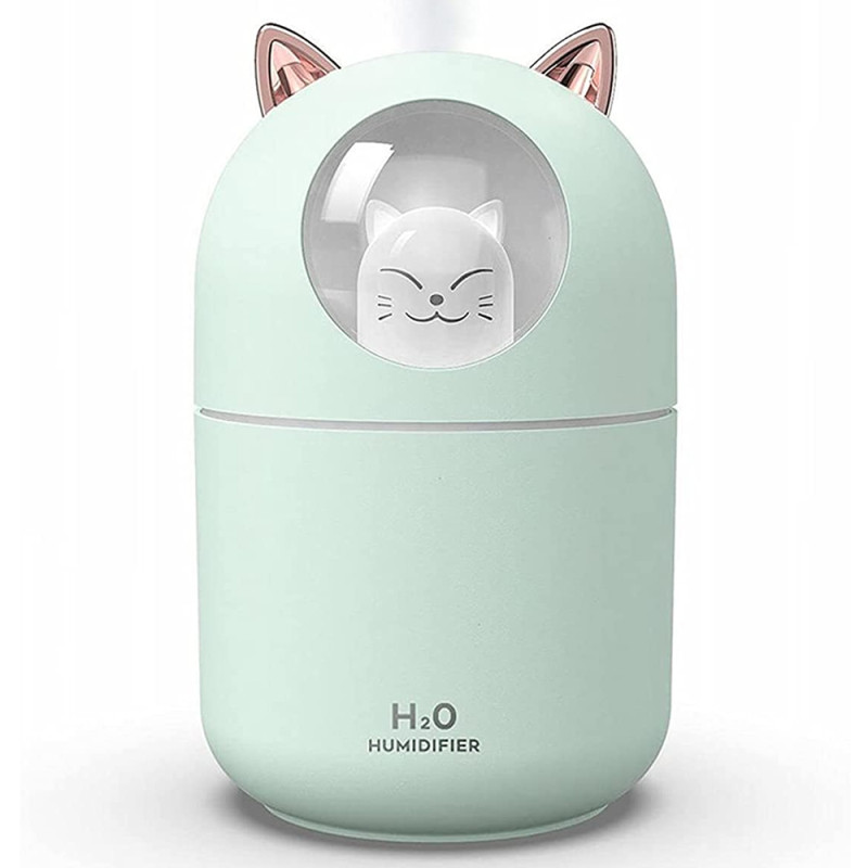 Humidificateur USB 300 ml Avec Veilleuse Colorée - Vert