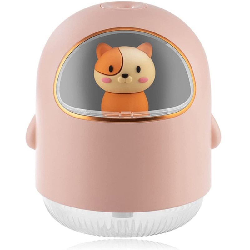 Humidificateur Space Cat USB 320 ml Avec Veilleuse Colorée - Rose