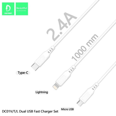 Chargeur Android Denmen 2.4A - Type-C