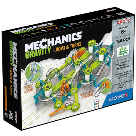 Geomag Mechanics Gravity Recycled Loops&Turns, 130pcs