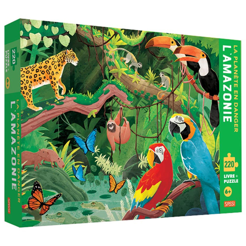 Coffret Puzzle&Livre La Planète En Danger - L'Amazonie - Sassi