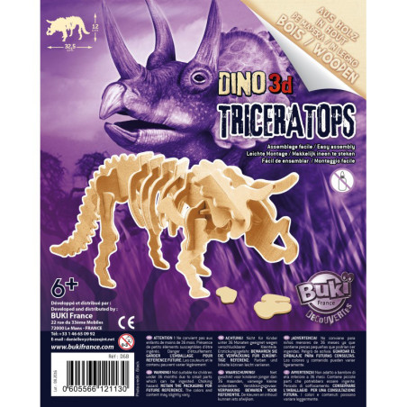 Dinosaure 3D à Assembler : Triceratops - Buki