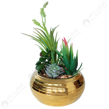 Plante Décorative Artificielle Avec Pot En Céramique, Doré