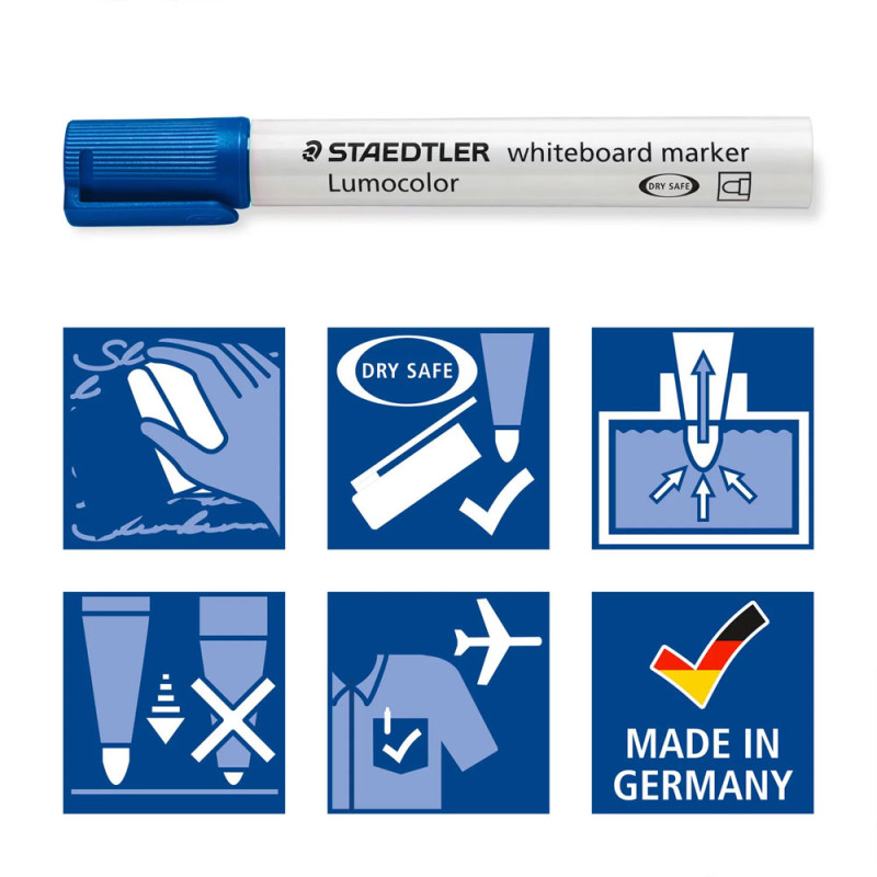 Marqueur Pour Tableau Blanc - BLEU - Pointe Biseautée - STAEDTLER - Lumocolor® (351-3)