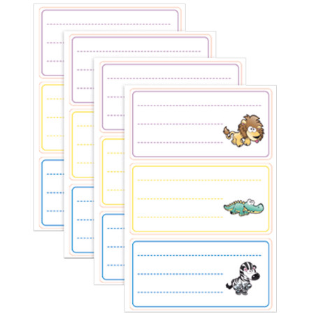 12 Étiquettes Scolaires Autocollantes Fantaisie - Purple