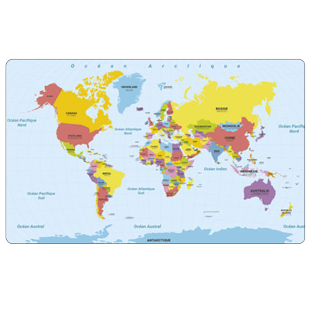 Sous Mains Écolier Carte Du Monde - Purple