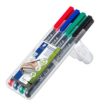 Stylo Permanent - 4 Couleurs - Universel S - STAEDTLER - Lumocolor® - 313 WP4