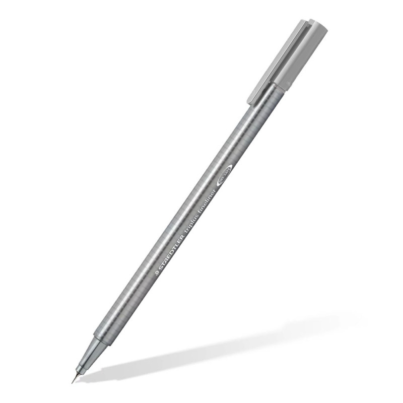 Stylo Feutre - Gris Clair - Pointe Fine 0.3 mm - Triangulaire - STAEDTLER - TRIPLUS® FINELINER 334