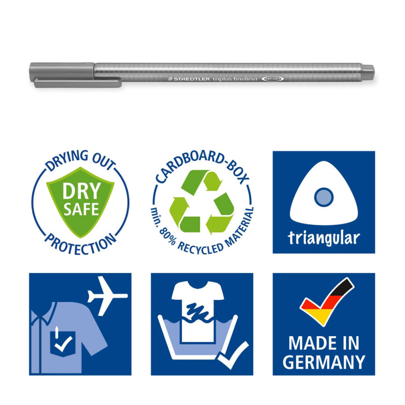 Stylo Feutre - Jaune - Pointe Fine 0.3 mm - Triangulaire - STAEDTLER - TRIPLUS® FINELINER 334