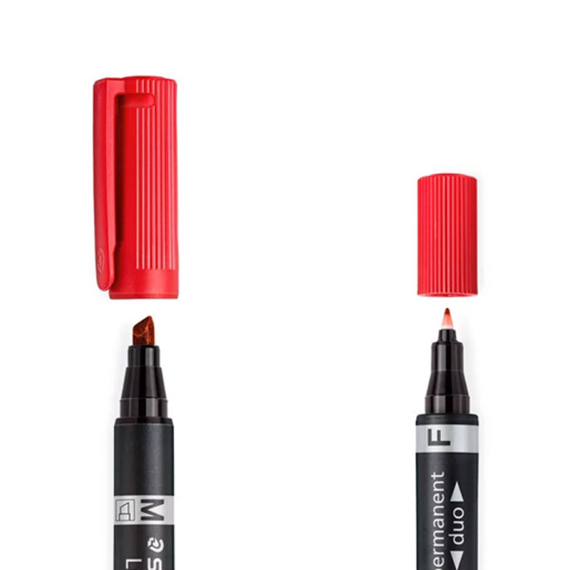 Marqueur Permanent Lumocolor Double Pointe MF, Rouge - Staedtler