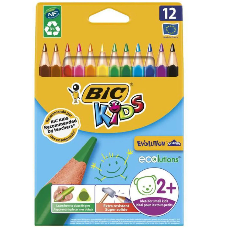 Set De 12 Crayons Triangulaire Evolution - Bic Kids