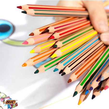 Set De 12 Crayons Evolution Rayures - Bic Kids