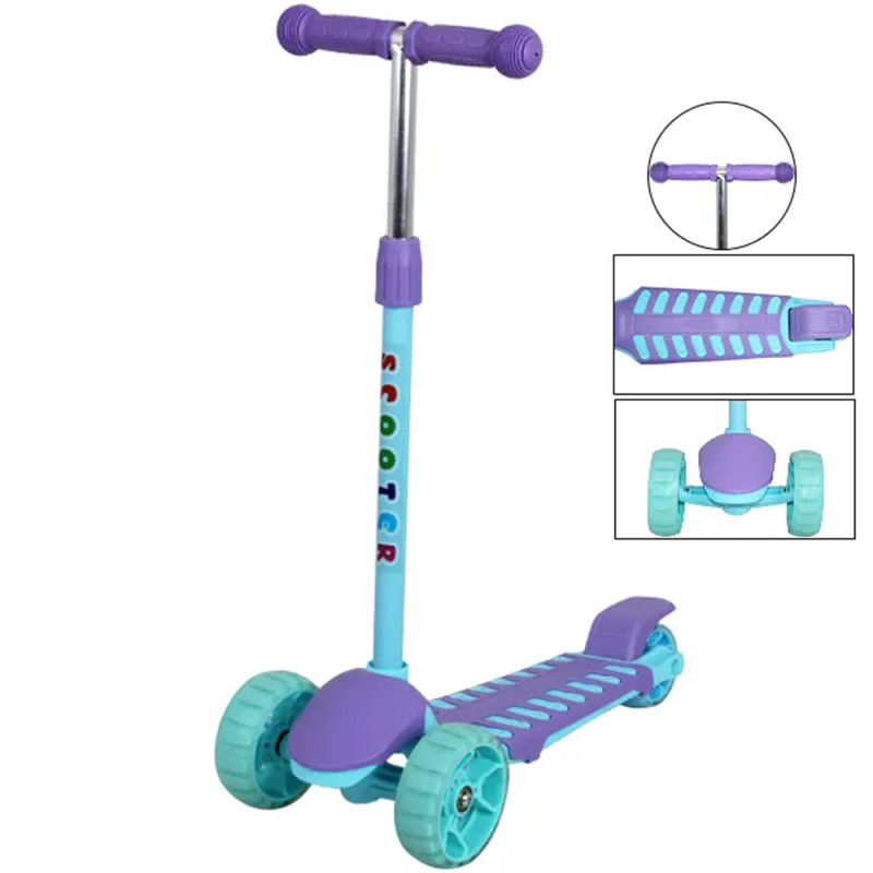 Trottinette JLS 3 Roues Lumineuses Violet et Bleu Ciel - Réf.SH899