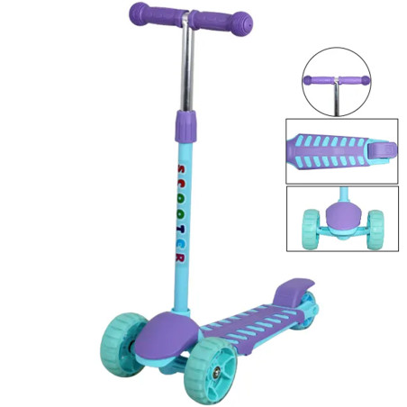 Trottinette JLS 3 Roues Lumineuses Violet et Bleu Ciel - Réf.SH899