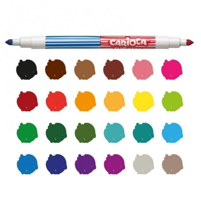 Set De 12 Feutres Double BiColor - Carioca