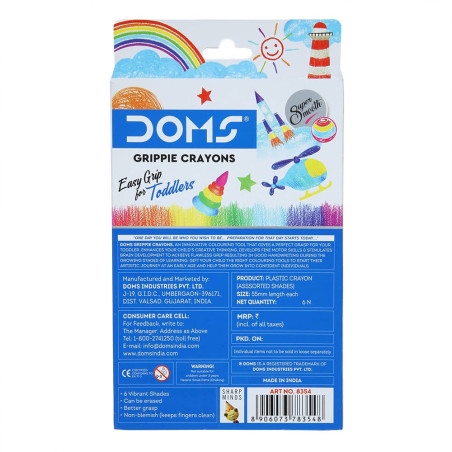 Set de 6 Crayons De Cire, Grippie - Doms